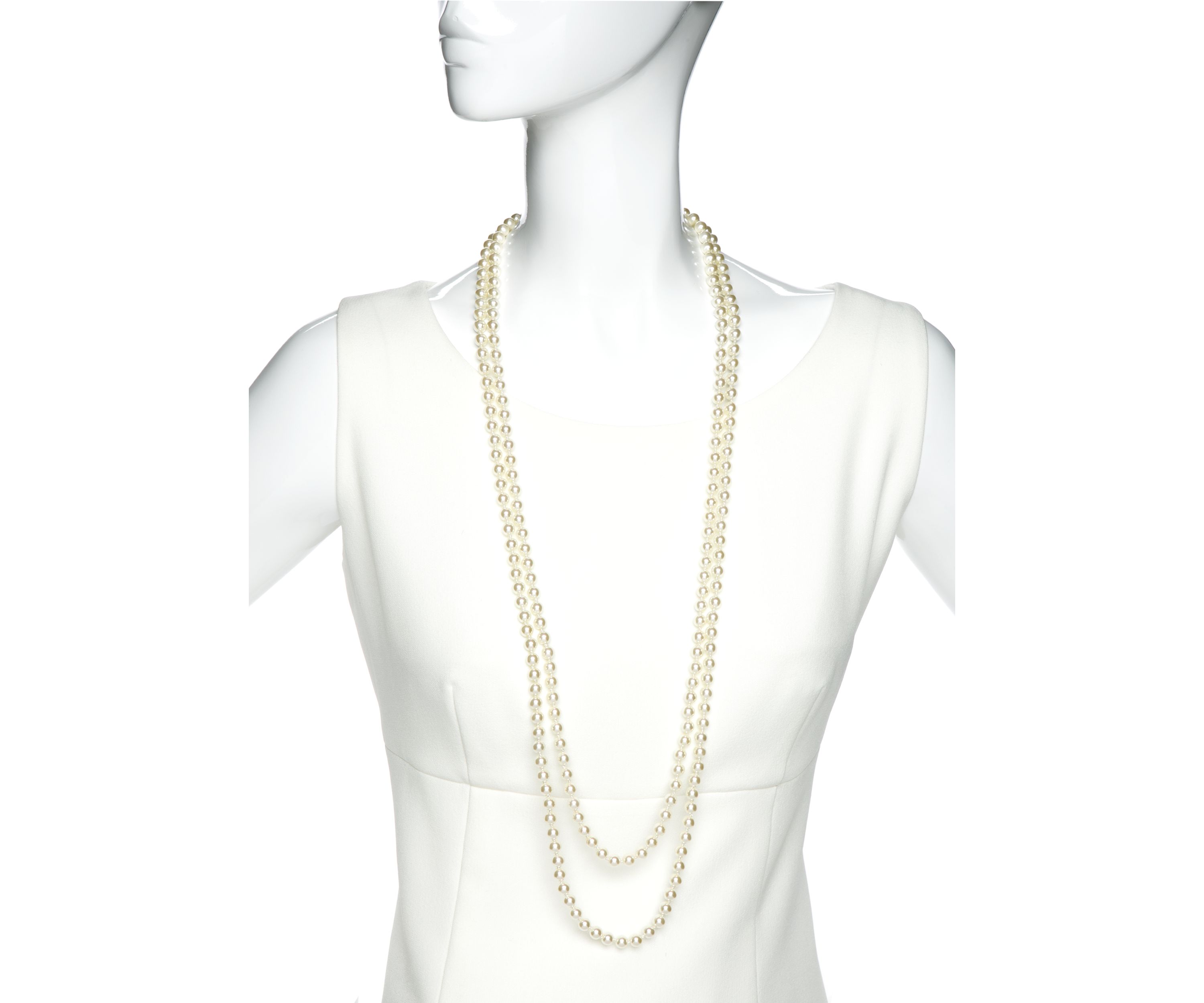 72 Inch White Pearl Necklace 