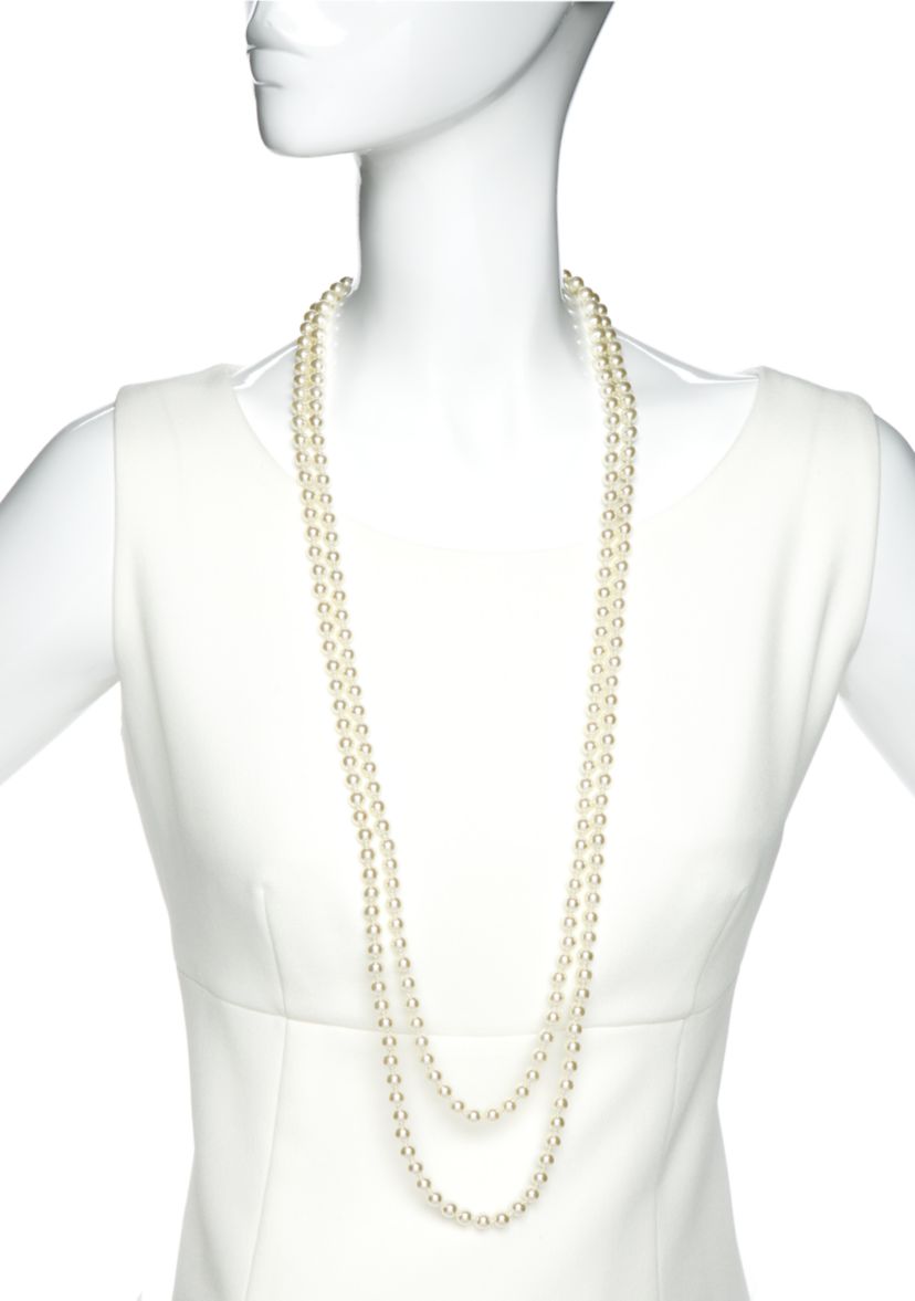 72 Inch White Pearl Necklace 