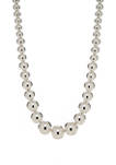 18 Inch Silver Tone Bead Gradient Necklace 