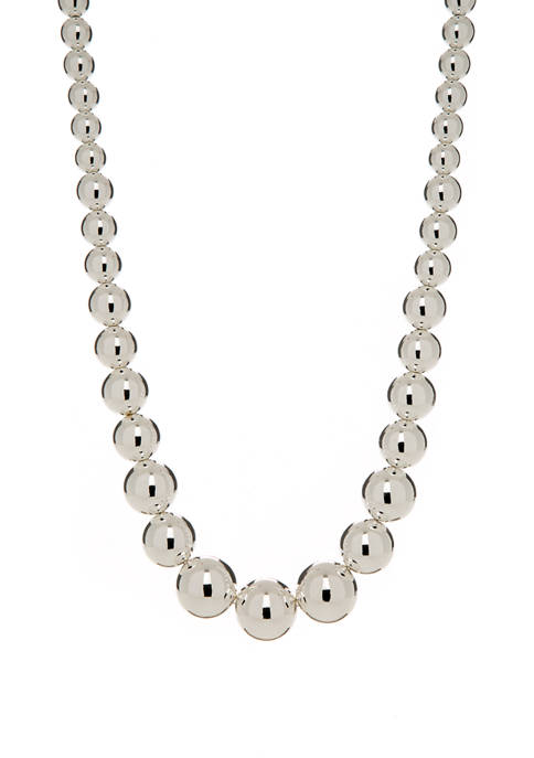 Belk 18 Inch Silver Tone Bead Gradient Necklace