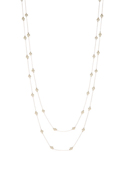Belk 6 Millimeter White Pearl Long Chain Necklace