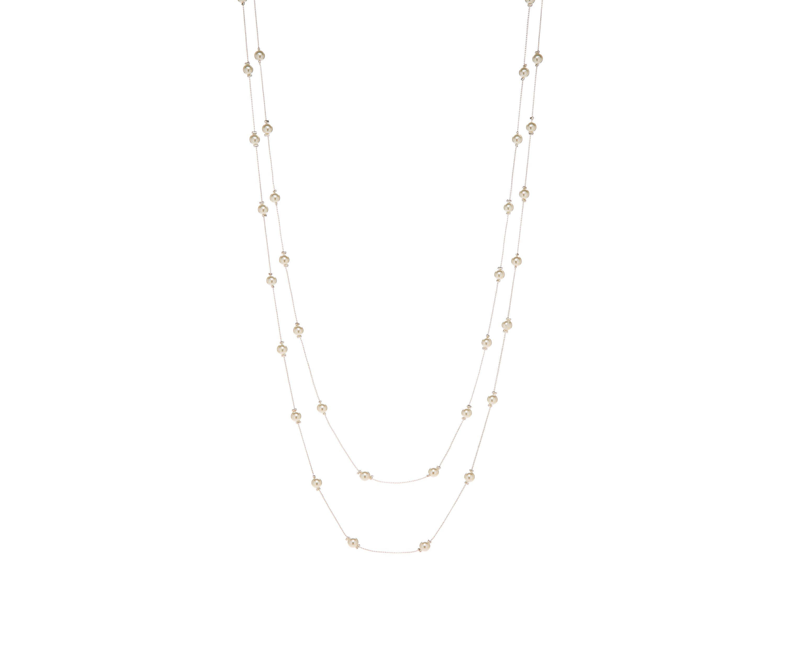 6 Millimeter White Pearl Long Chain Necklace 