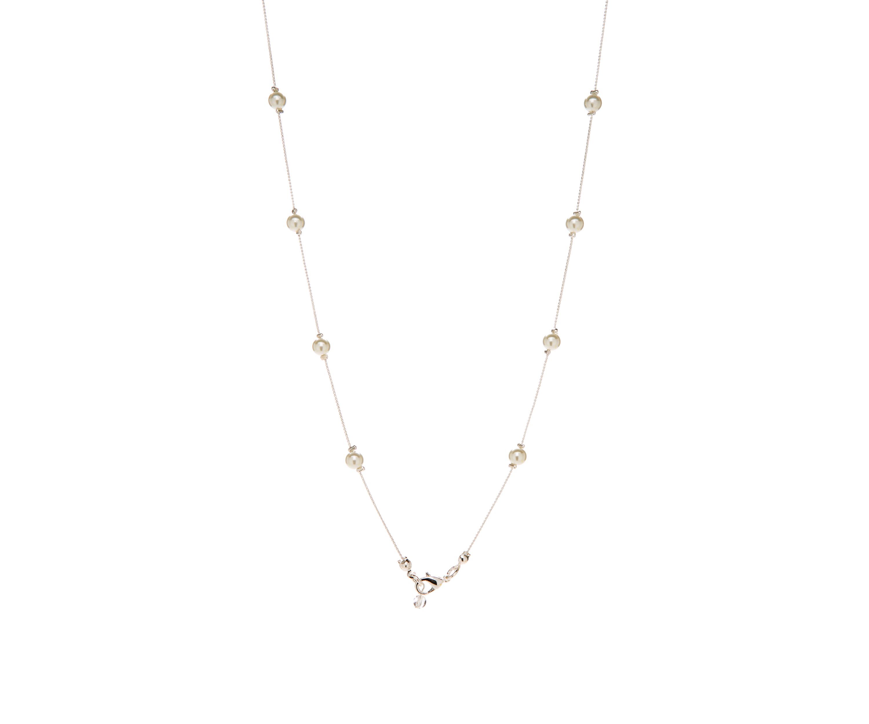 6 Millimeter White Pearl Long Chain Necklace 