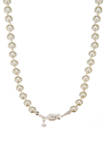  8 Millimeter White Pearl Silver Tone Necklace