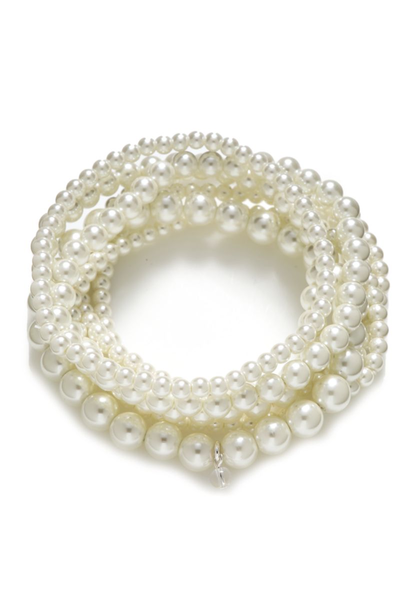 Multi Strand Pearl Stretch Bracelet 