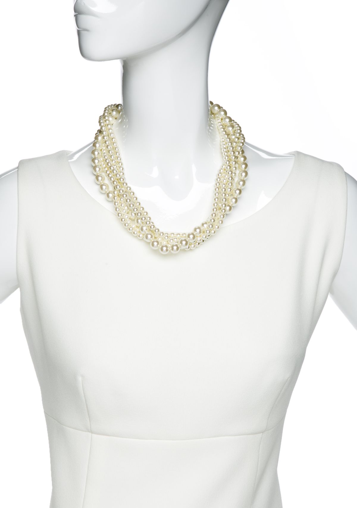 18 Inch Multi Strand Pearl Necklace 
