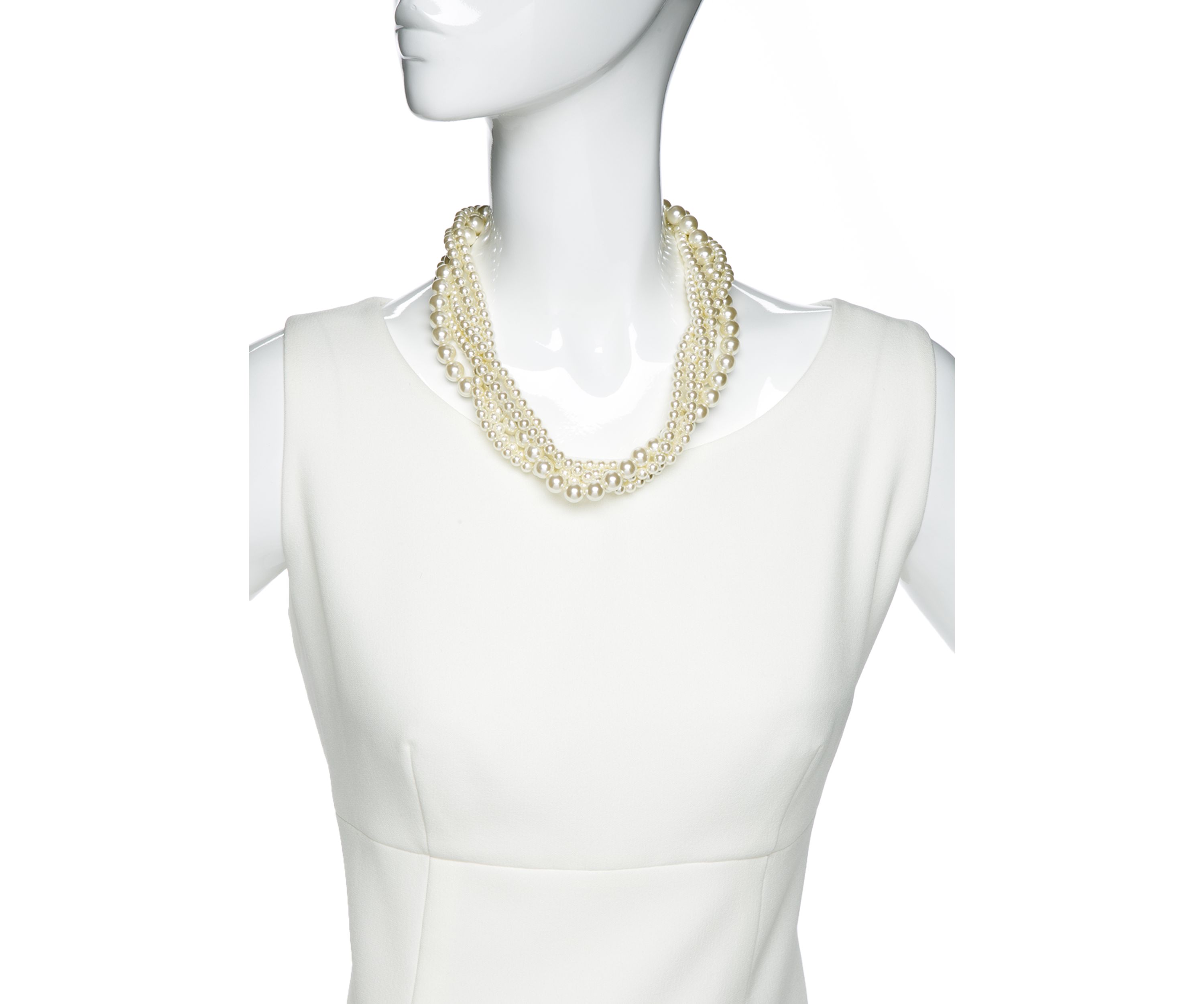 18 Inch Multi Strand Pearl Necklace 