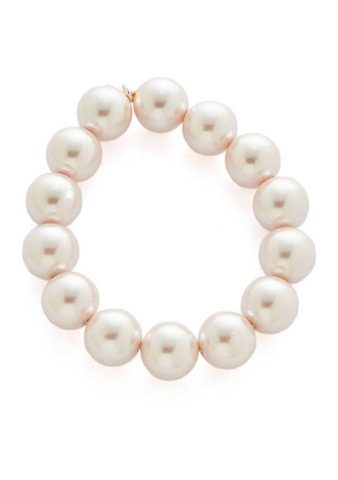 14 Millimeter Pink Pearl Stretch Bracelet