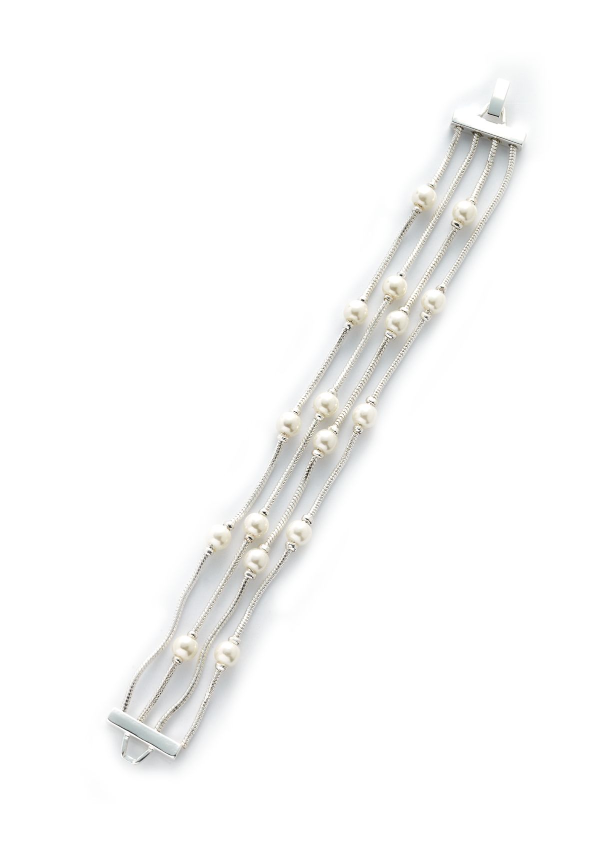 Multi Row Pearl Foldover Bracelet