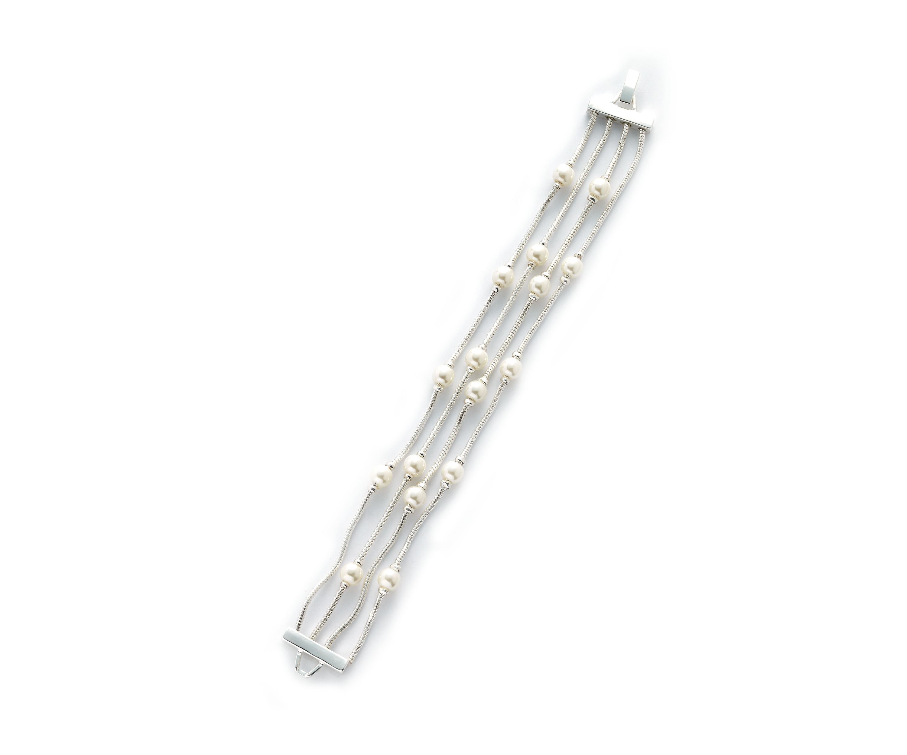 Multi Row Pearl Foldover Bracelet