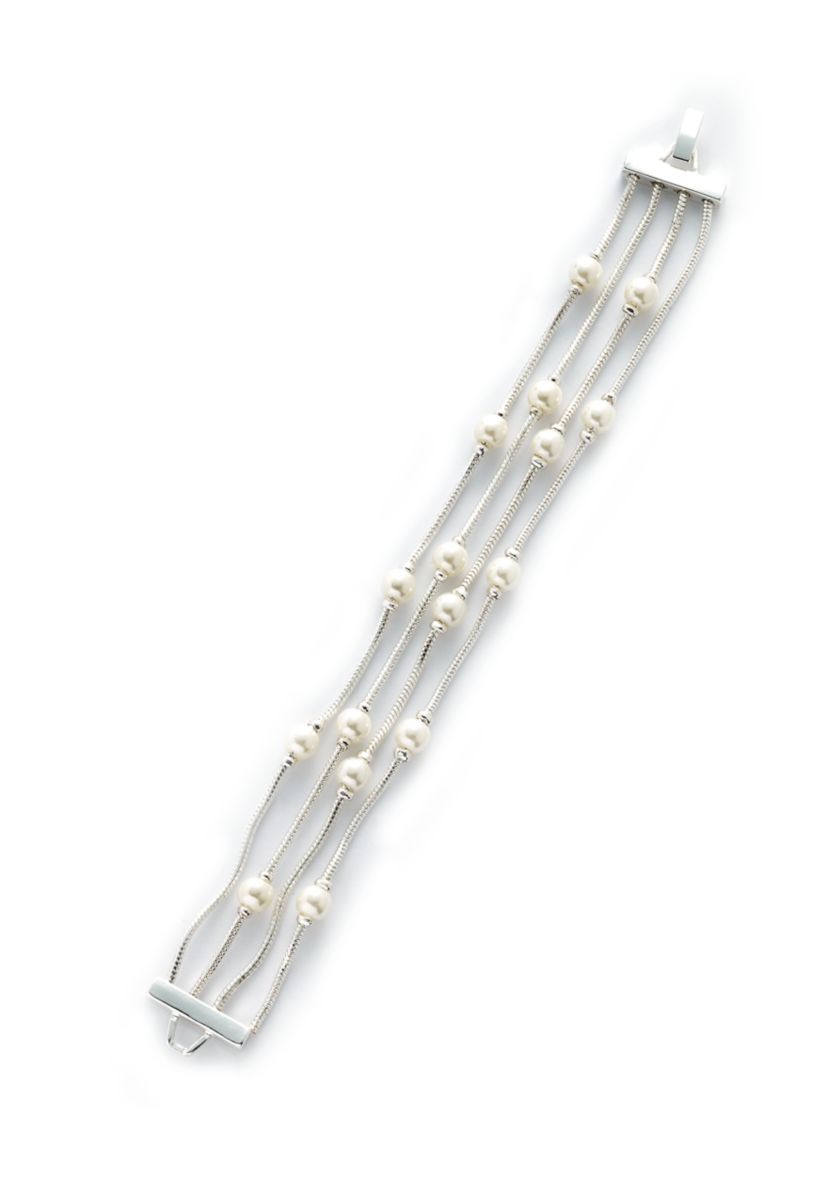 Multi Row Pearl Foldover Bracelet