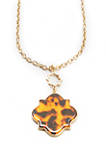 36 Inch Gold Tone Tortoise Beaded Pendant Necklace