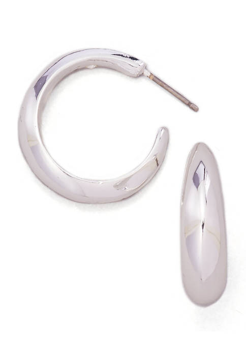 Silver Tone C Hoop Earrings 