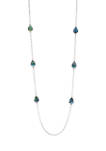 Silver Tone Abalone 36 Inch Pear Station Necklace