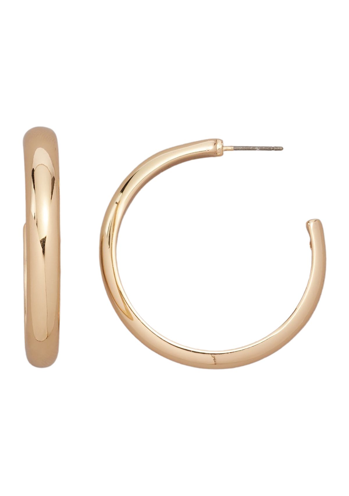 Gold Tone Medium C Hoop Earrings