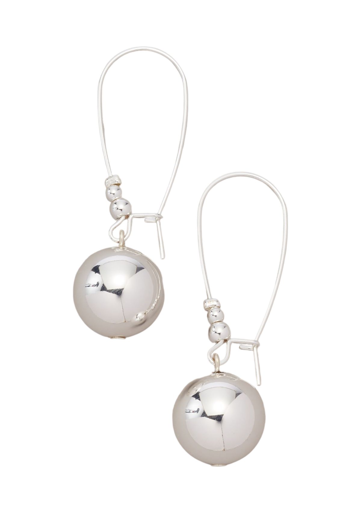 Silver Tone Threader Bead Drop Earrings
