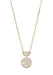 Gold Tone White 16 Inch Inlay Pendant Necklace