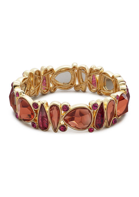 Kim Rogers® Gold Tone Red Stone Stretch Bracelet