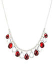 Silver Tone Siam 16+3 Shaky Frontal Necklace 