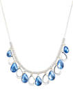 Silver Tone Denim Blue 16+3 Inch Shaky Frontal Necklace 