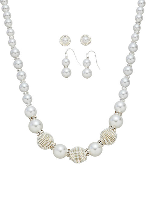 Kim Rogers® Silver Tone White Pearl 2 Earrings