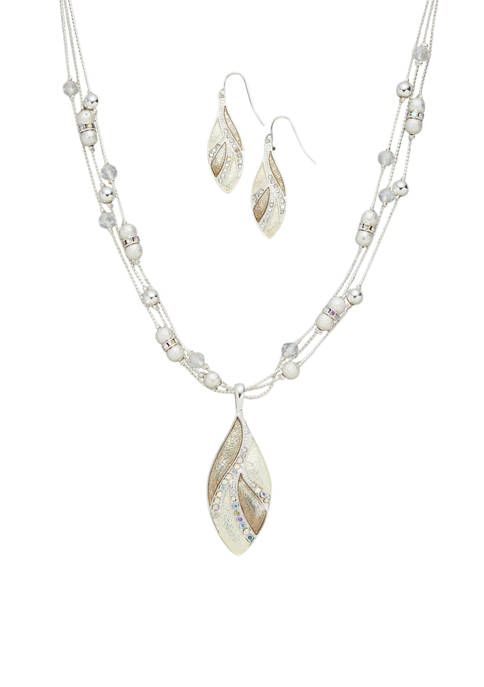 Kim Rogers® Silver Tone Crystal Teardrop Pendant Necklace