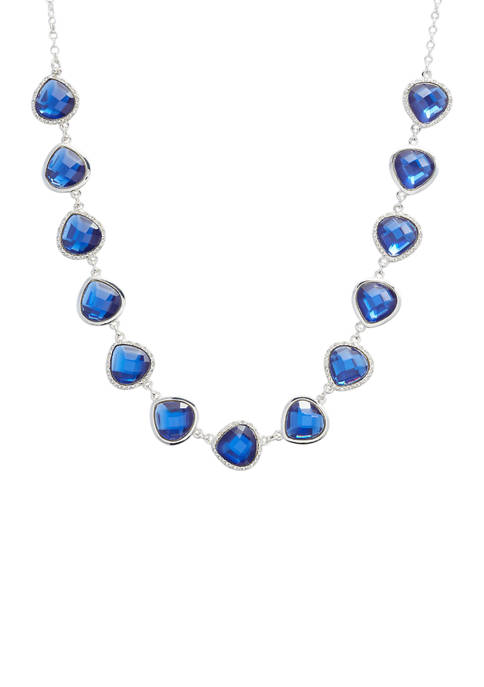 Kim Rogers® Silver Tone Sapphire Crystal Collar Necklace