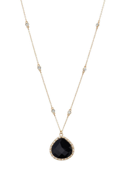 Kim Rogers® Gold Tone Jet Crystal Pendant Necklace