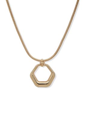 DKNY Gold Tone 16 Pendant Necklace