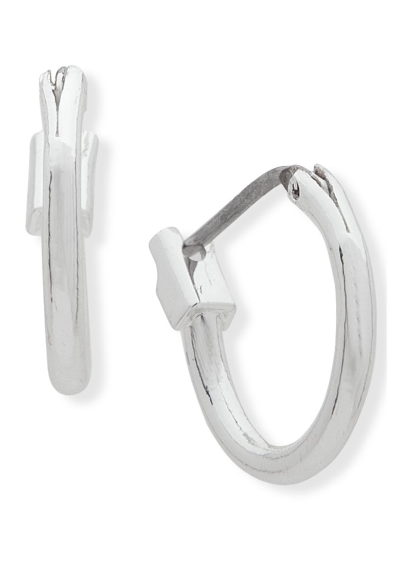 Silver-Tone Dainty Clicktop Hoop Earrings