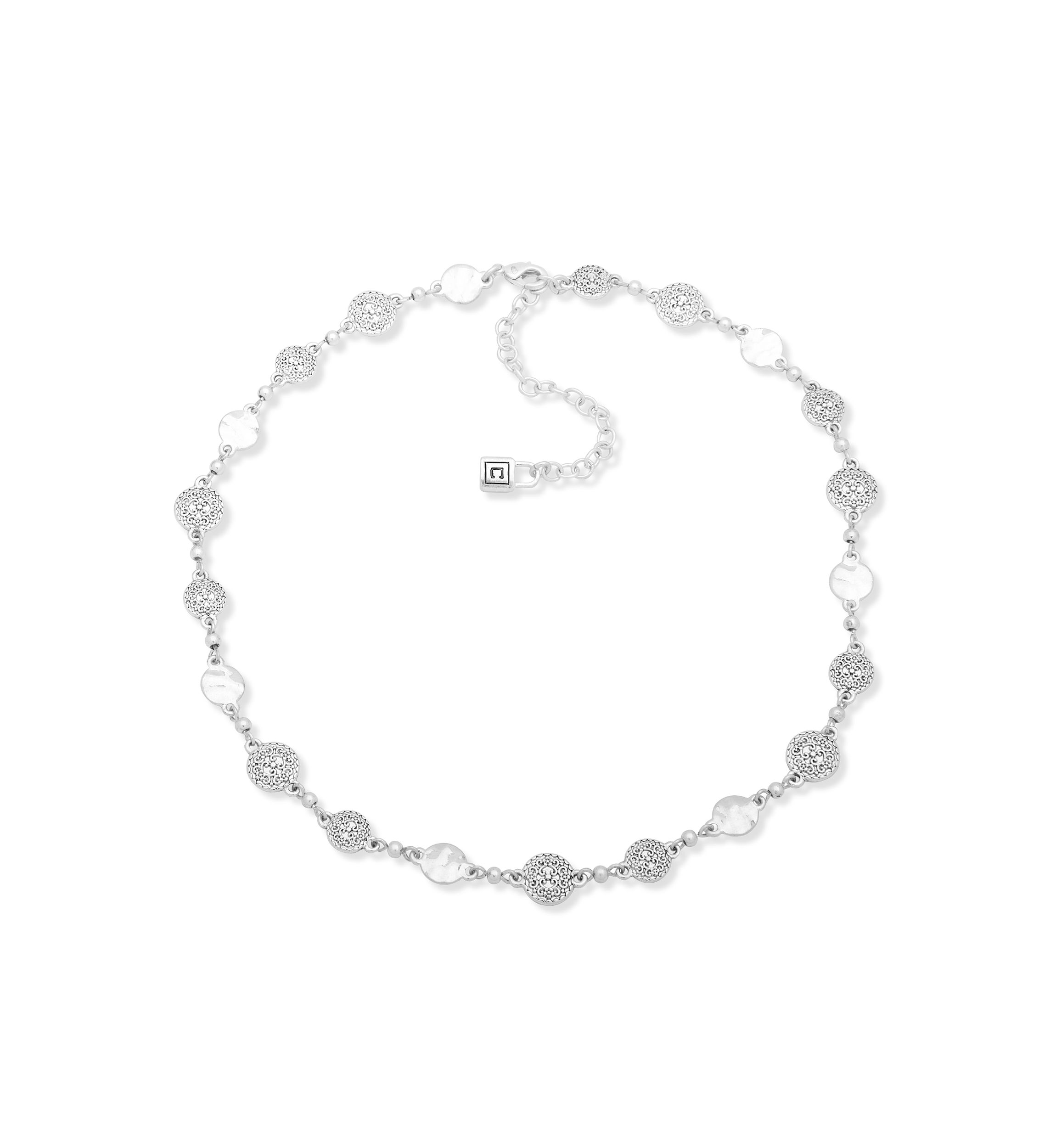 Silver Tone Worn Collar Necklace