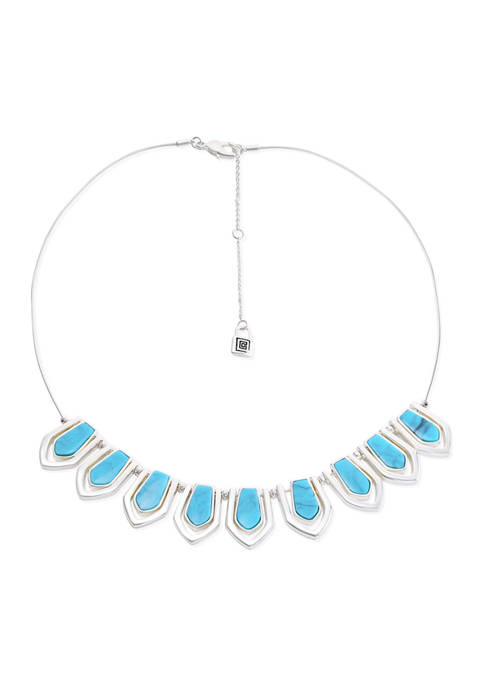 Silver Tone Turquoise Frontal Necklace