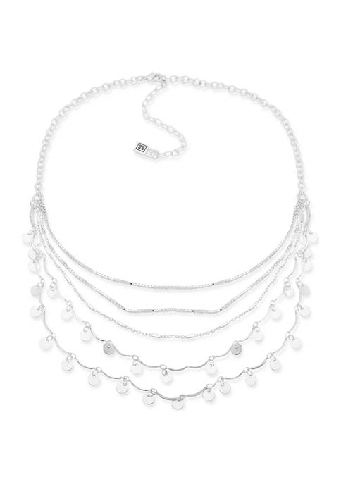 Silver Tone Shaky Multi-Row Necklace