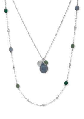 Chaps Silver-Tone Abalone 3 Row Frontal Necklace | belk Chaps Silver-Tone Abalone 3 Row Frontal Necklace