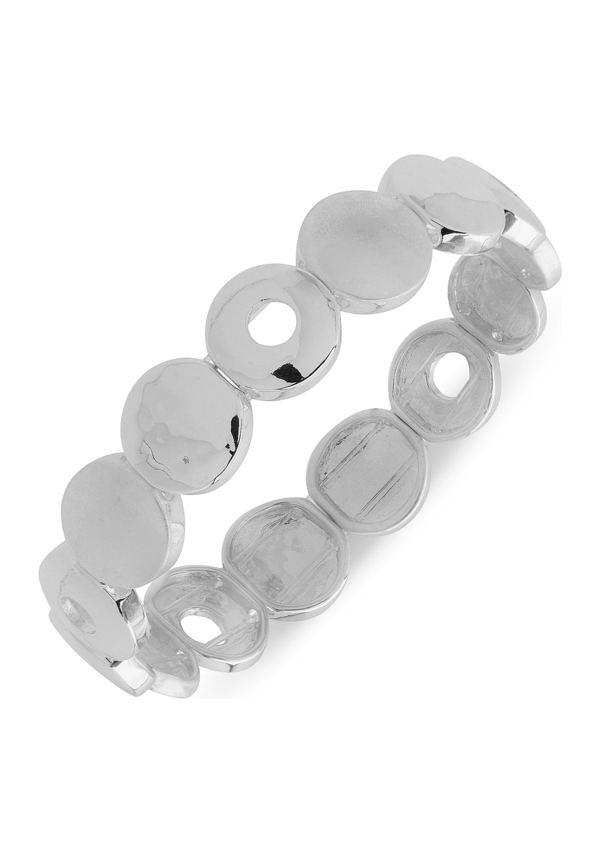 Silver Tone Circle Stretch Bracelet