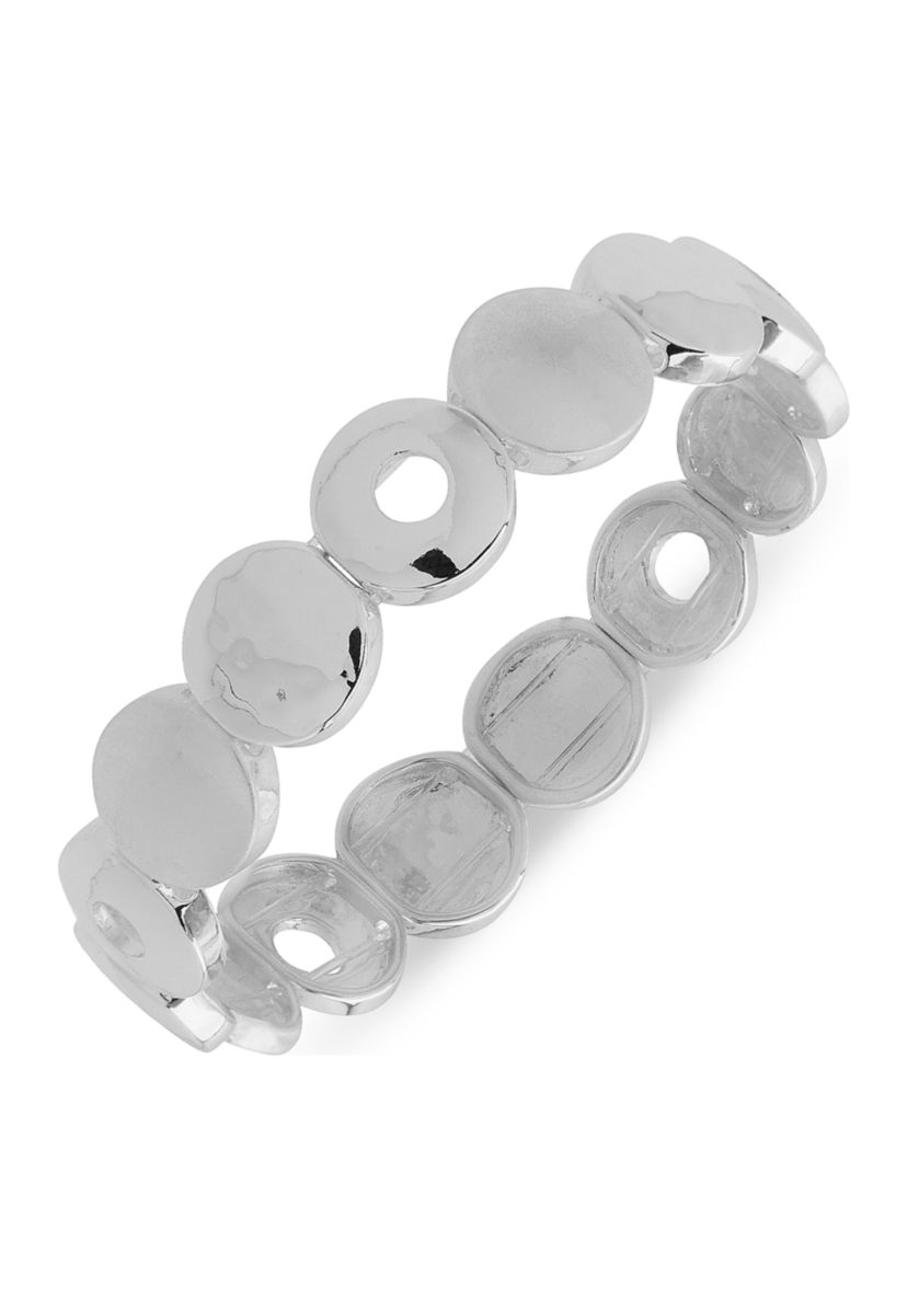 Silver Tone Circle Stretch Bracelet