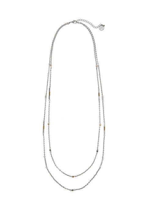 Belk Two Tone 2 Row Chain Necklace with
