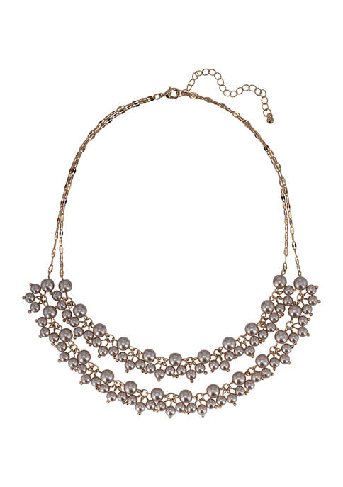 Belk Gold Tone and Champagne Pearl Layered Necklace