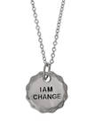Sterling Silver Pendant Necklace with "I Am Change" Inscription