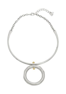 Robert Lee Morris Soho Open Circle Pendant Wire Necklace, 17 in