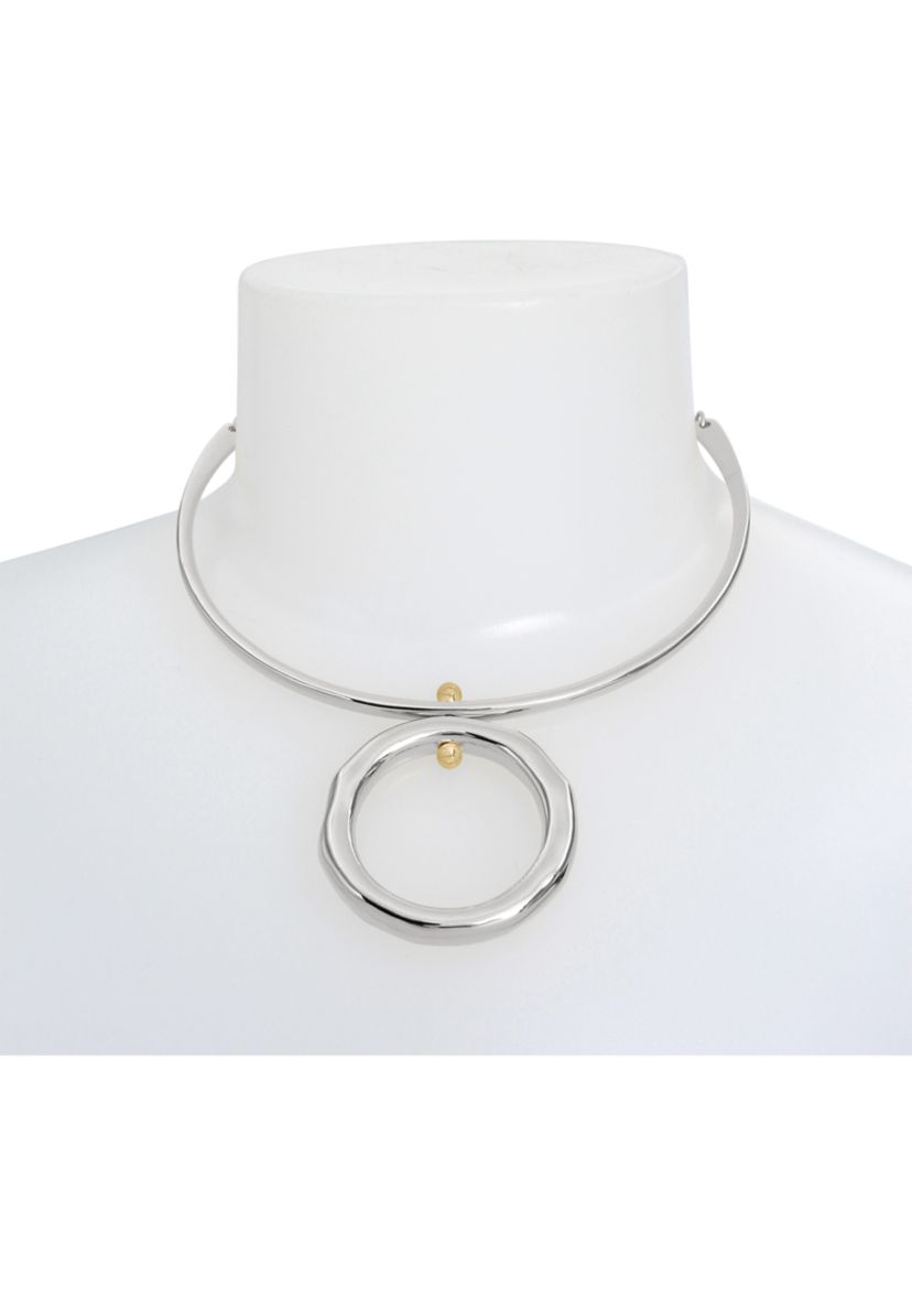 Open Circle Pendant Wire Necklace