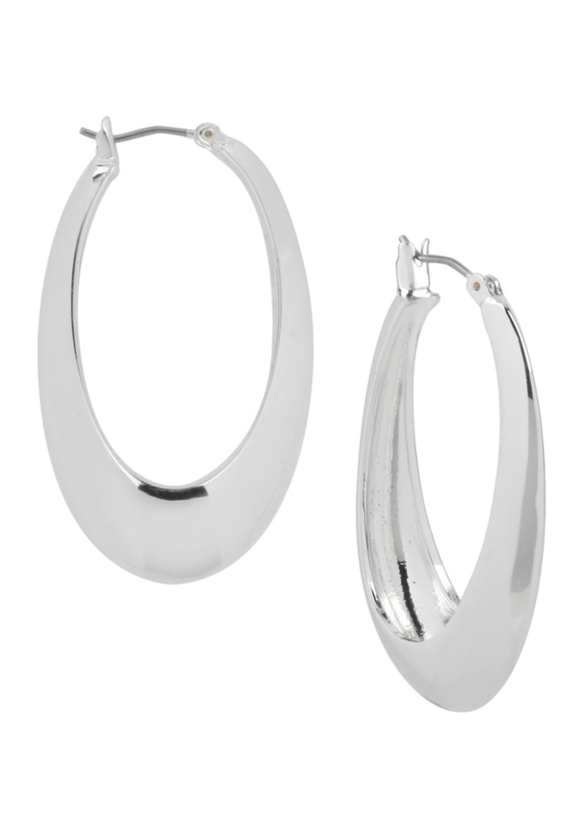 Sculptural Oval Hoop Earrings