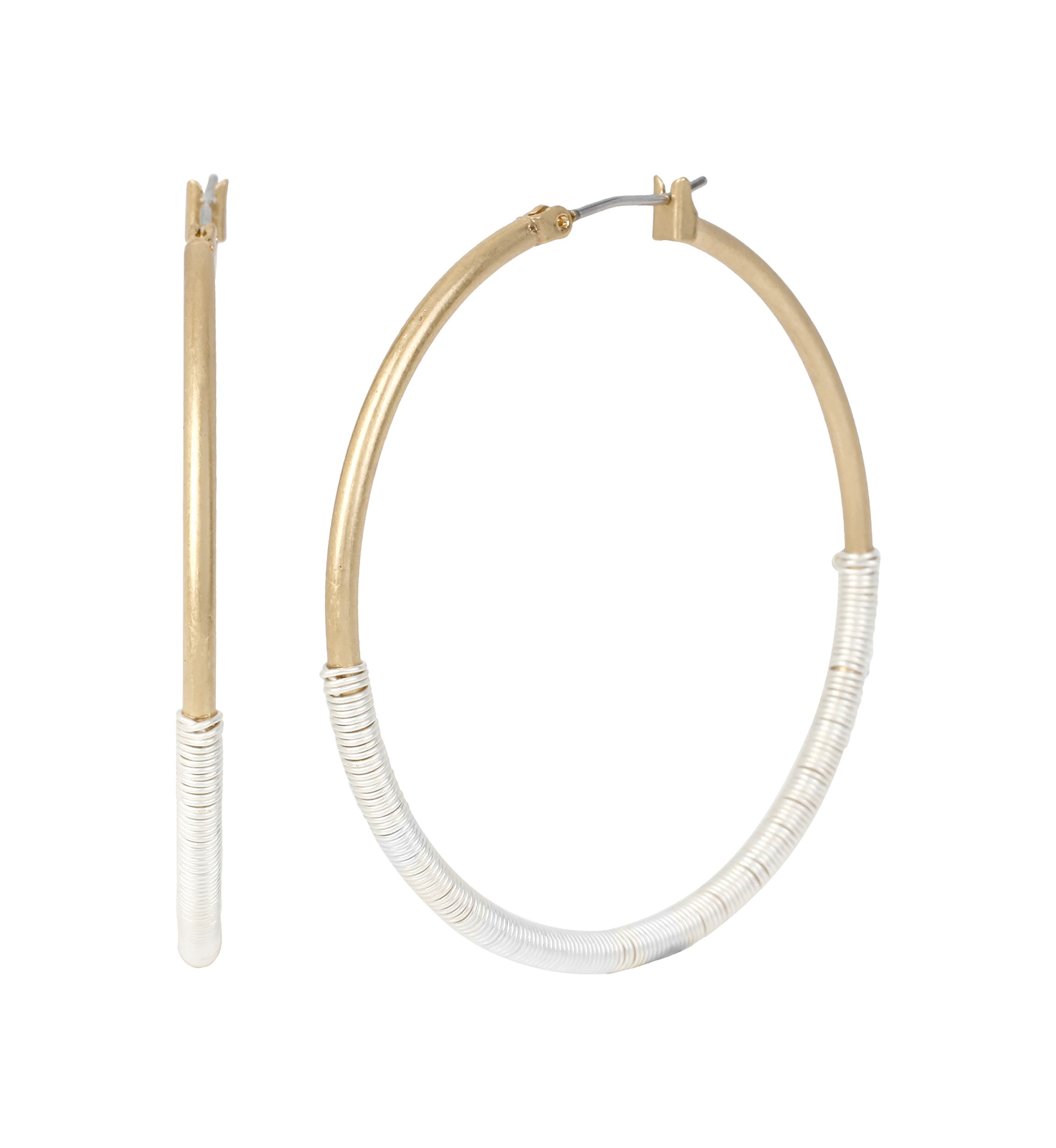 Two-Tone Wire Wrapped Hoop Earrings