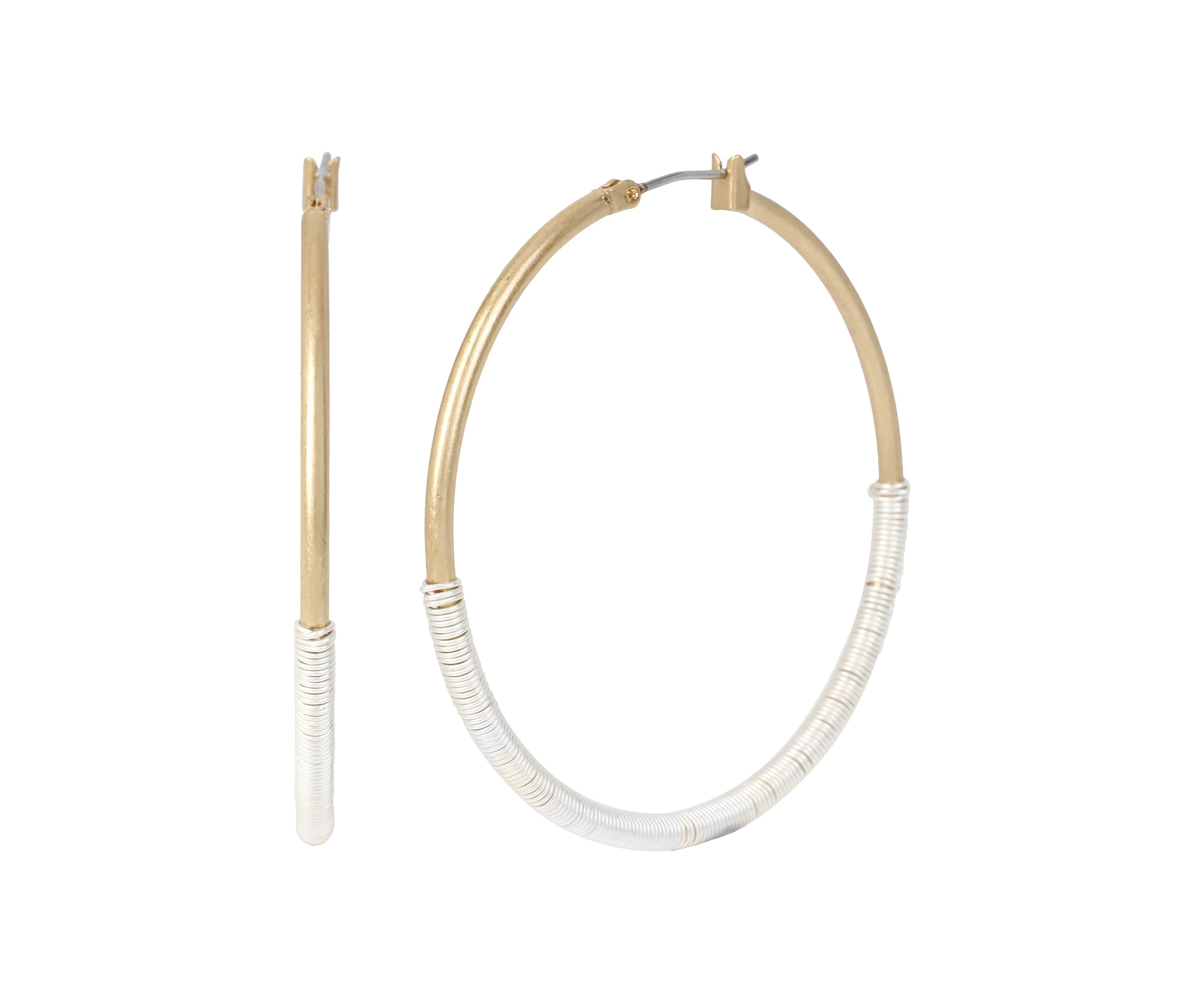 Two-Tone Wire Wrapped Hoop Earrings