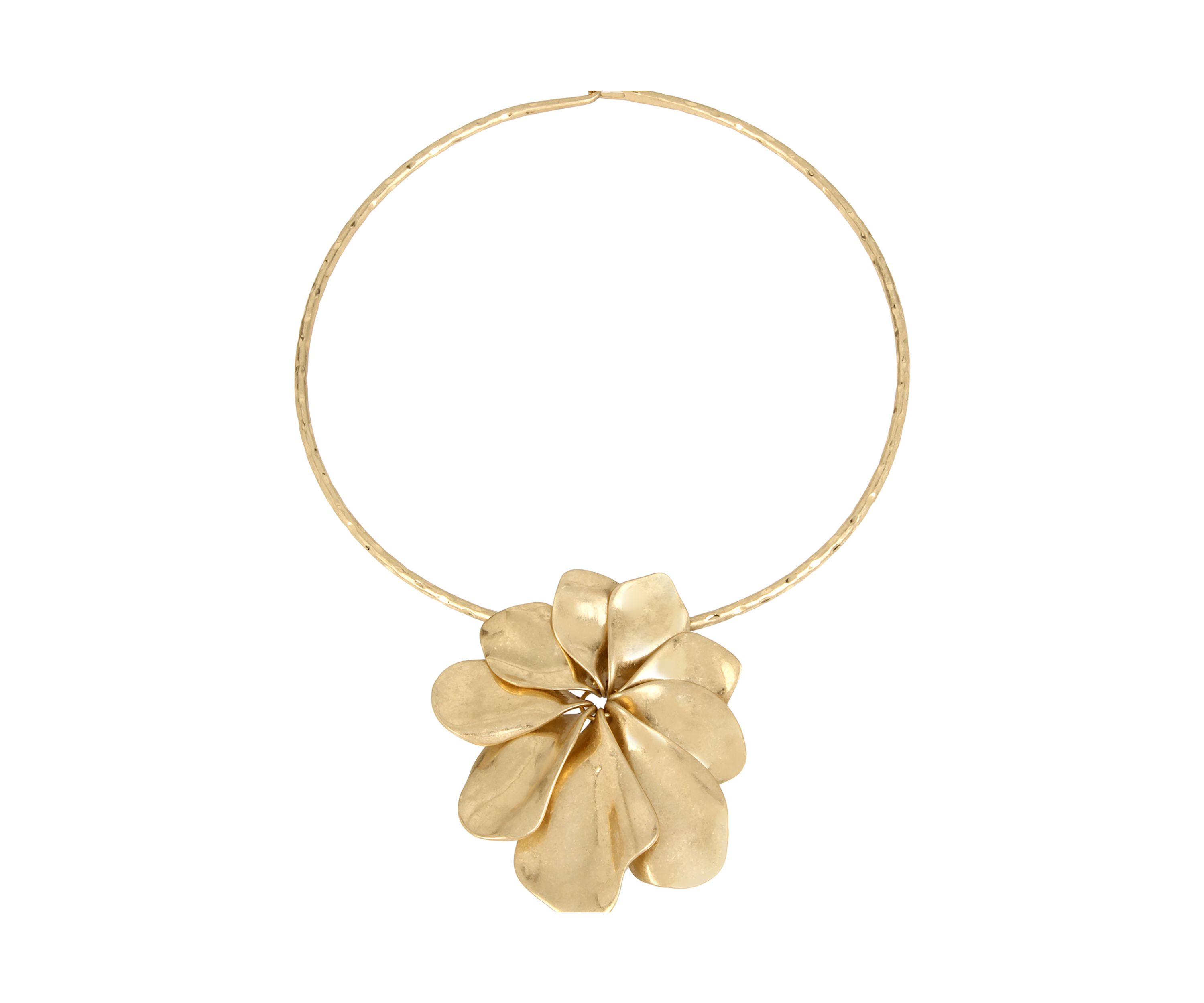 Flower Pendant Round Wire Collar Necklace