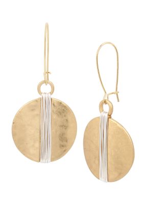 Robert Lee Morris Soho Two-Tone Wire Wrapped Circle Drop Earrings