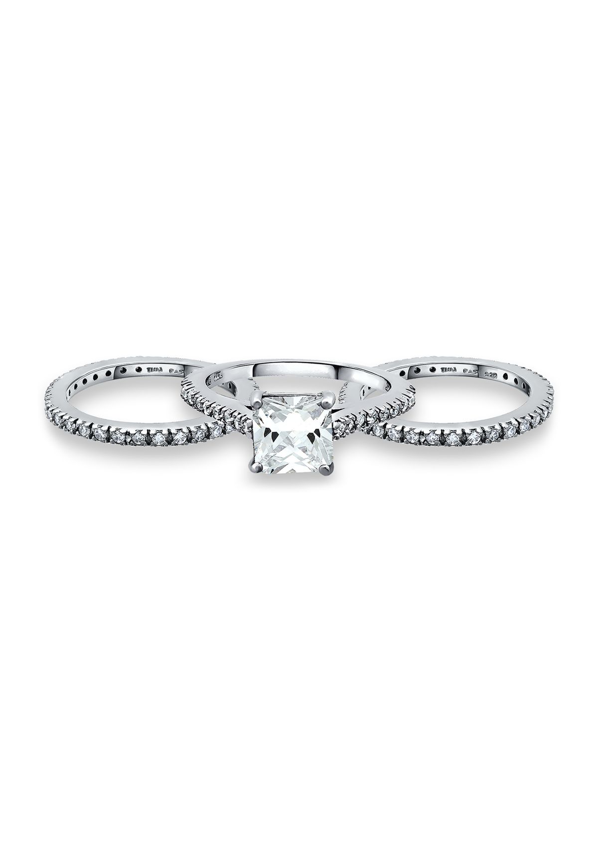 Sterling Silver 2.42 ct. t.w. Cubic Zirconia Engagement Ring with Wedding Band