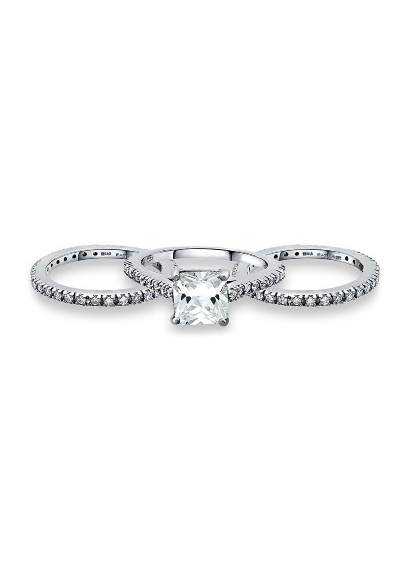 Sterling Silver 2.42 ct. t.w. Cubic Zirconia Engagement Ring with Wedding Band