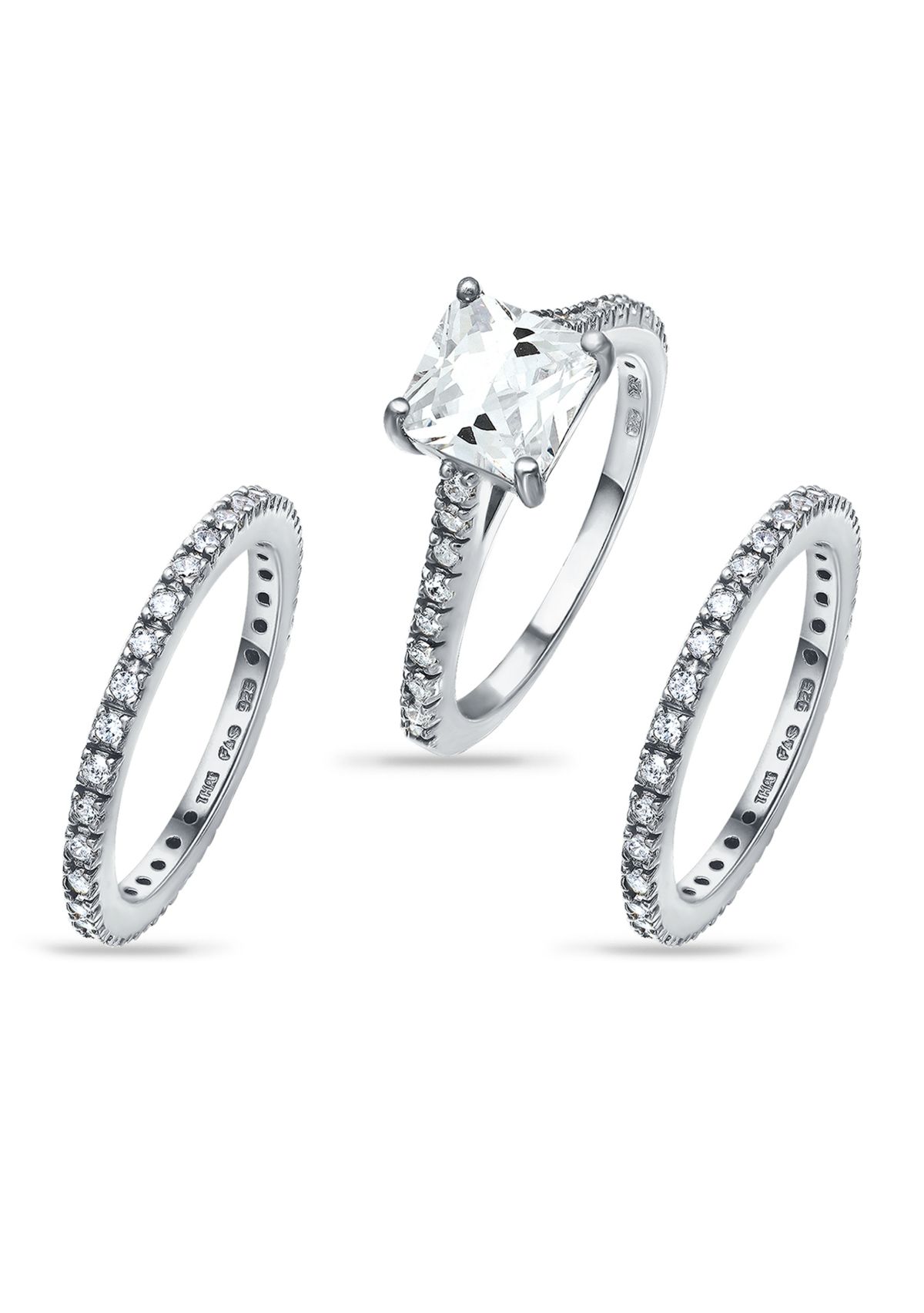 Sterling Silver 2.42 ct. t.w. Cubic Zirconia Engagement Ring with Wedding Band