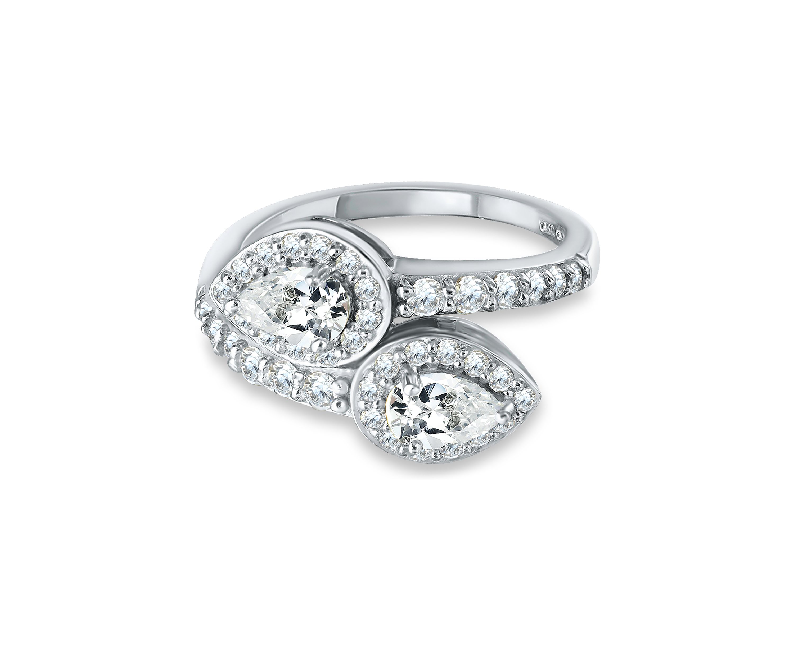 Sterling Silver Cubic Zirconia Engagement Ring with Wedding Band